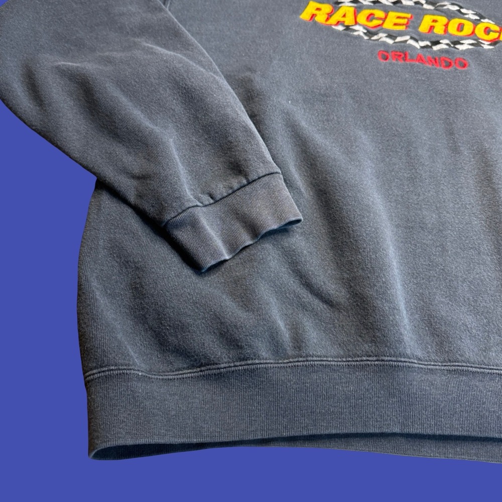 Vintage Race Rock Orlando Sweatshirt XL Black Embroidered USA Racing - Picture 3 of 8